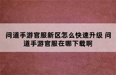 问道手游官服新区怎么快速升级 问道手游官服在哪下载啊